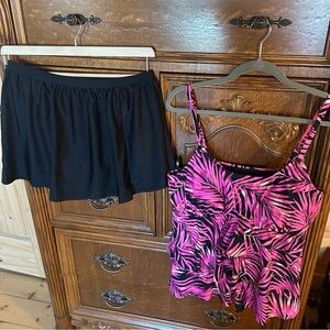 Ruffled Swim Tankini and Swim Skirt Size 18W